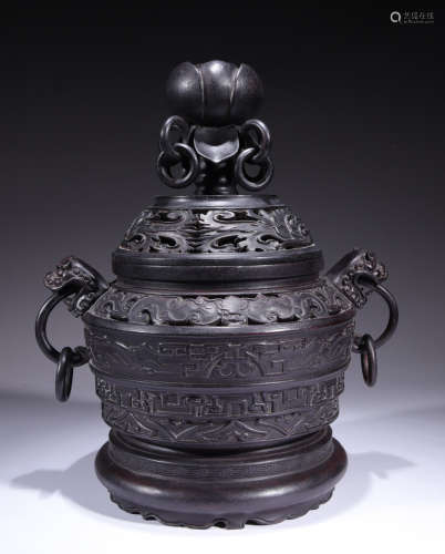 ZITAN WOOD LOTUS PATTERN CENSER