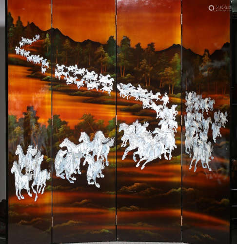 LACQUER & CONCH HORSE PATTERN SCREEN