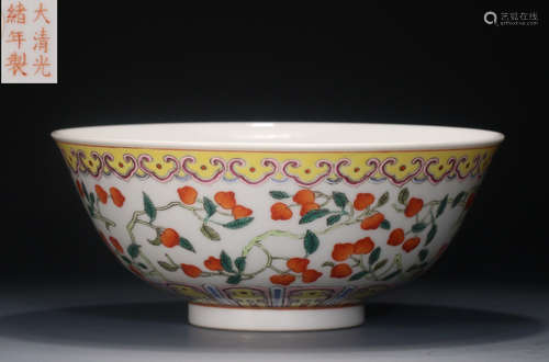 GUANGXU MARK FAMILLE ROSE GLAZE BOWL