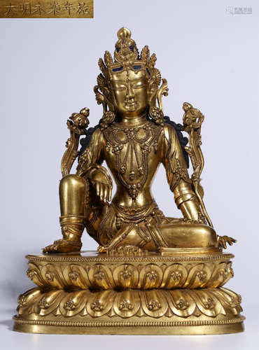 GILT BRONZE CAST TARA STATUE