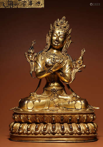 DAMINGYONGLENIANSHI MARK GILT BRONZE BUDDHA