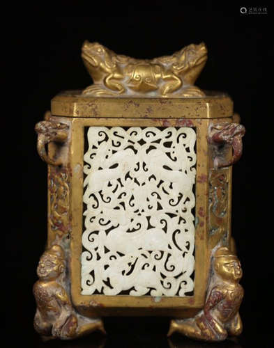 GILT BRONZE CAST SQUARE PENDANT