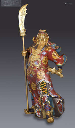 CLOISONNE CAST GUANGONG STATUE