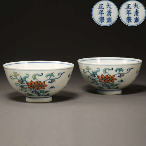 A PAIR OF BLUE AND WHITE PORCELAIN BOWLS OF YONGZHENG, QING ...