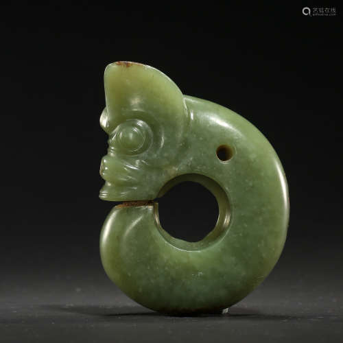 CHINESE RED MOUNTAIN CULTURE HEMO JADE PIG DRAGON