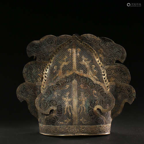 PARTIAL GILT SILVER PHOENIX CROWN, LIAO OR JIN DYNASTY OF CH...