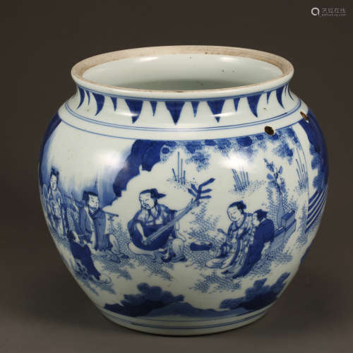 BLUE AND WHITE PORCELAIN JAR, MING DYNASTY CHONGZHEN, CHINA