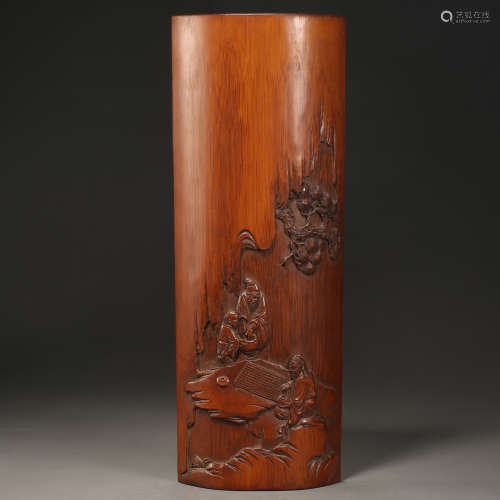CHINESE QING DYNASTY BAMBOO CARVING ARM REST