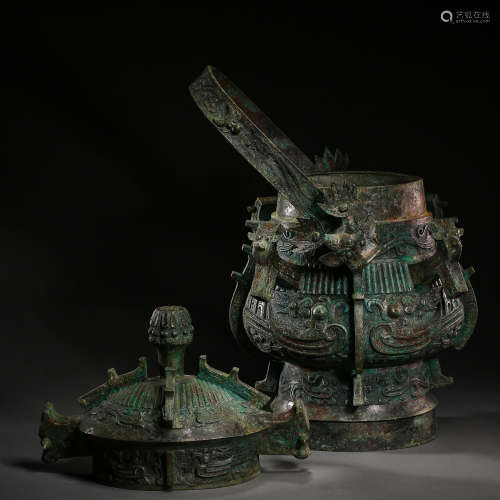 ANCIENT CHINESE BRONZE CONTAINER WARE