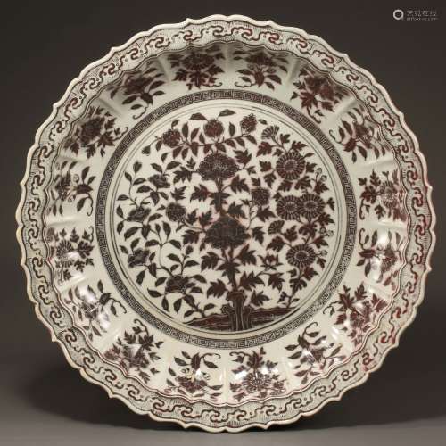 UNDERGLAZED RED PLATE, EARLY MING DYNASTY, CHINA