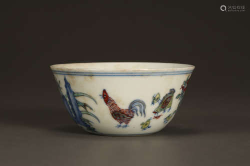 CHINA MING DYNASTY CHENGHUA BLUE AND WHITE DOUCAI PORCELAIN ...