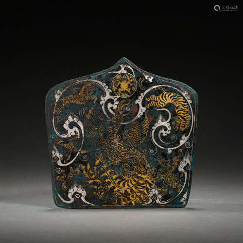 BRONZE CARRIAGE DECORATION INLAID WITH GOLD AND SILVER, THE ...