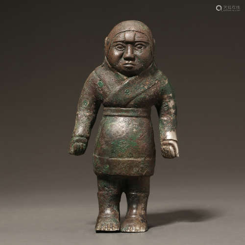 CHINESE HAN DYNASTY, FINE SILVER HUMAN FIGURE