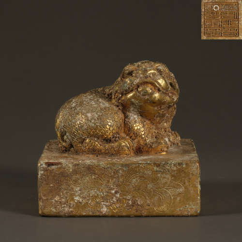 ANCIENT CHINESE GILT BRONZE SEAL
