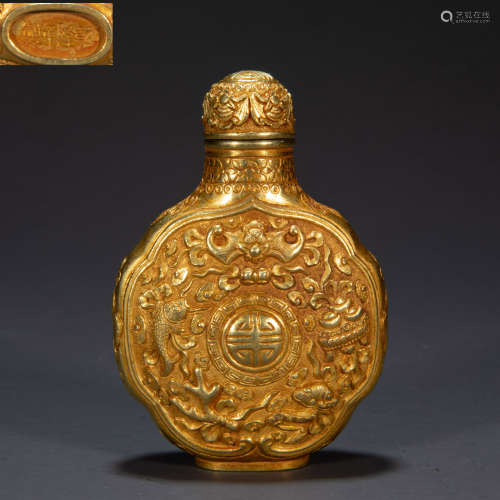 CHINESE QING DYNASTY PURE GOLD SNUFF BOTTLE