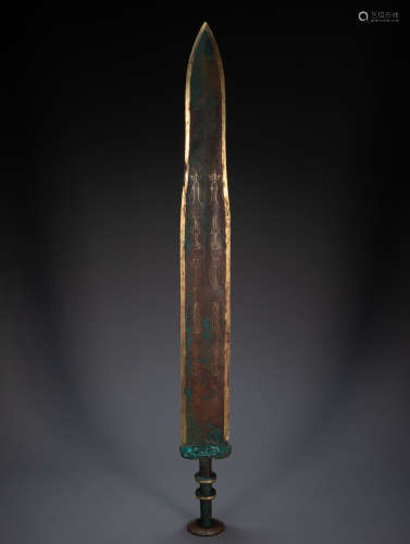 BRONZE AND GOLD LONG SWORD, WARRING STATES PERIOD, CHINA