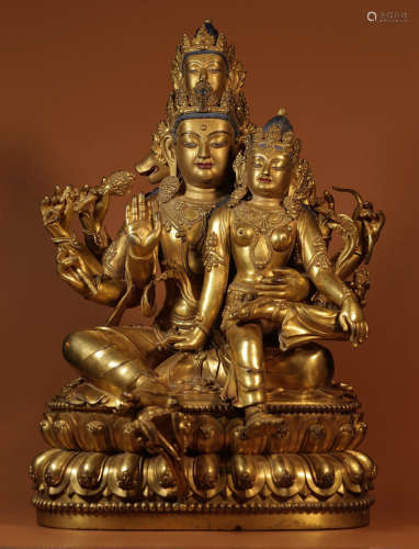 GILT BRONZE BUDDHA STATUE, MING DYNASTY, CHINA