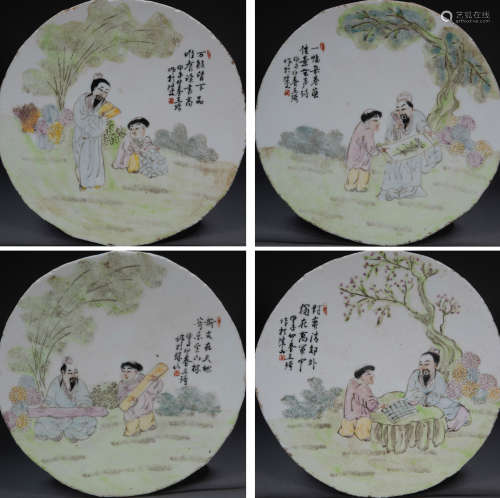 A GROUP OF PORCELAIN PAINTINGS, QING DYNASTY , CHINA