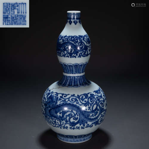 BLUE AND WHITE GOURD BOTTLE(REPAIRED), QING DYNASTY, CHINA