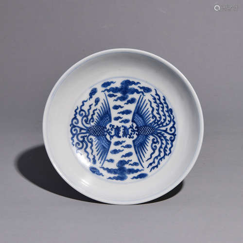 A BLUE FLOWER DCOUBLEDC PHOENIX PATTERNEDC PLATE