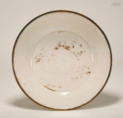 Song Dynasty - Ding Ware Wrap Silver Edge Plate