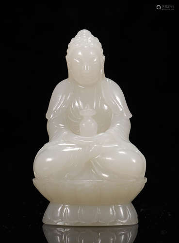 Qing Dynasty - Hetian Jade Buddha Statue