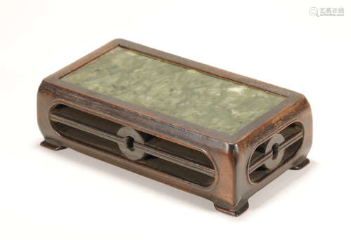 Qing Dynasty - Mahogany with Jade Inlay Small Desk