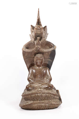 Qing Dynasty -Mahogany Buddha Statue