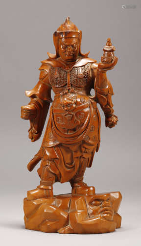 Qing Dynasty - Boxwood Statue of Heavenly King