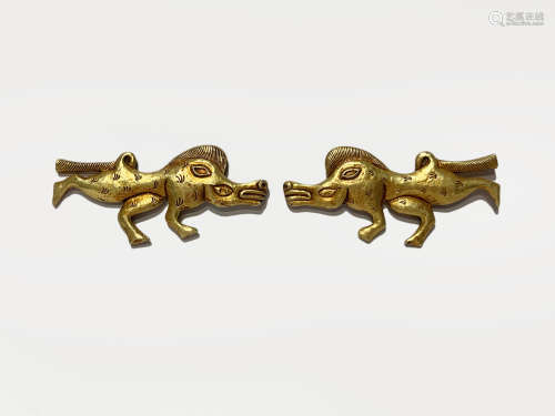 Liao Dynasty - Pair of Silver Gilt Pigs