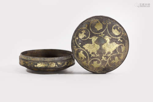 Tang Dynasty -Silver Gilt Powder Box