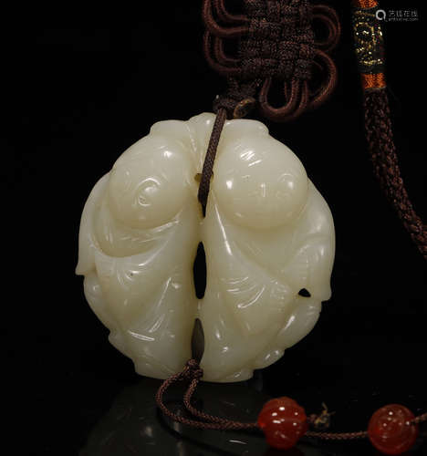 Qing Dynasty - Figure Pattern Hetian Jade Pendant