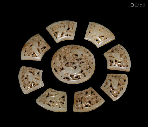 Qing Dynasty - Patterned Hetian Jade Ornaments
