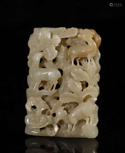 Yuan Dynasty - Deer Pattern Hetian Jade Pendant