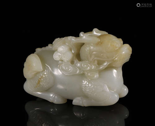 Qing Dynasty - Hetian Jade Beast Decoration