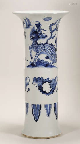 Qing Dynasty - Blue and White Porcelain Flower Vase