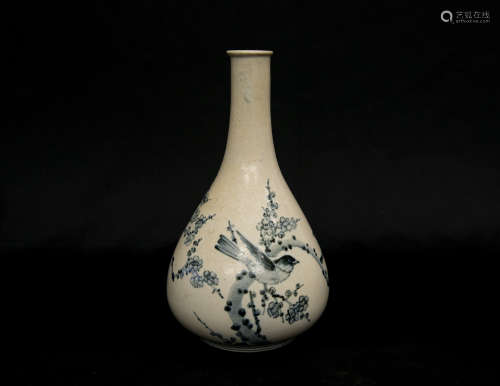 李朝-青瓷花鳥紋瓶