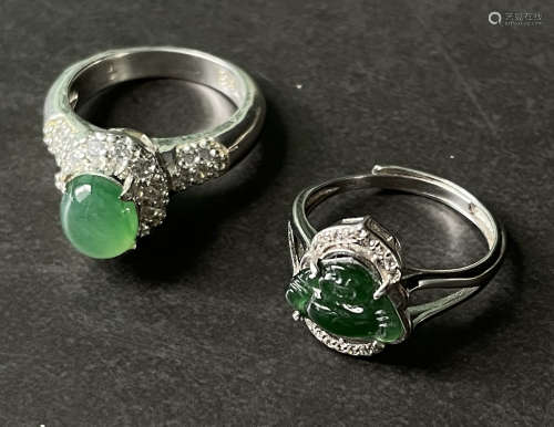 綠翡戒指兩件