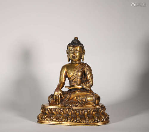 Gilt Bronze Shakyamuni Figure Statue