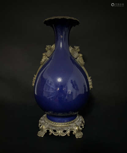 Blue Glazed Porcelain Vase