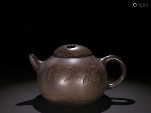 旧藏诗文紫砂茶壶