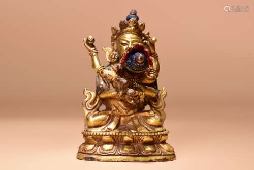 旧藏铜鎏金 金刚萨埵双身像