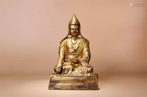 旧藏铜鎏金宗喀巴大师造像