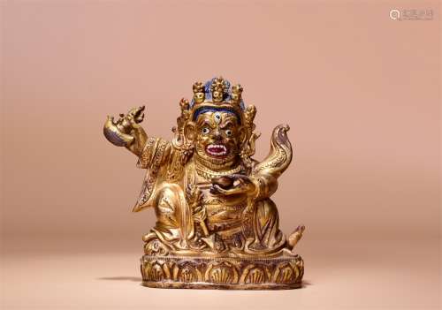 旧藏铜鎏金金刚手菩萨造像