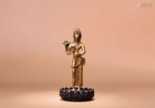 旧藏铜鎏金弥勒菩萨立像