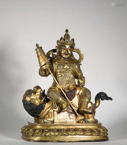 Gilt Bronze Treasure Heavenly King Figure Statue