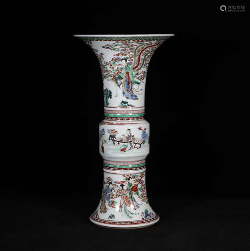 Famille Rose Character Porcelain Vase