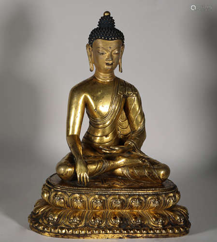 Gilt Bronze Shakyamuni Buddha Figure Statue