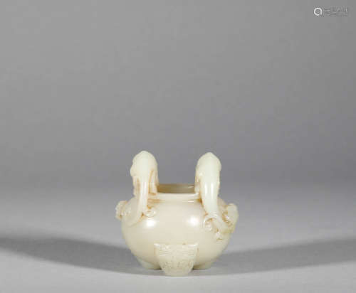 White Jade Double Tiger Ear Stove