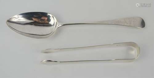 A George III silver tablespoon, London 1803 together with a ...